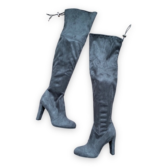 Sam Edelman Kent Dark Gray Faux Suede Over The Knee Boots New Without Box 9 - Picture 4 of 16